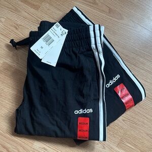 Adidas Black Joggers with White Stripes